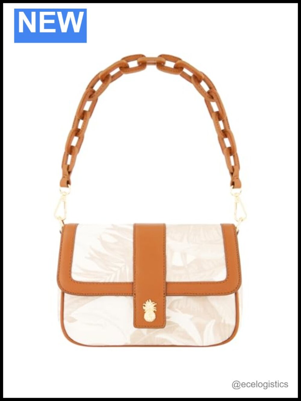 Floral Canvas Crossbody Bag with Gold Hardware and Leather Trim